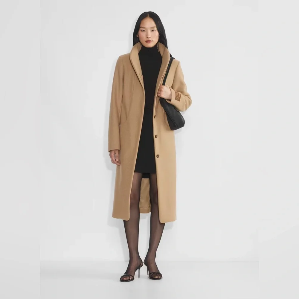Aritzia Wilfred The Cocoon Long Camel New Elegant Wool Cashmere Coat Size XS - Picture 1 of 17